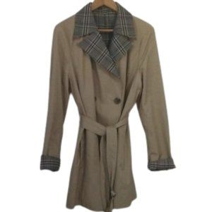 Reversible Trench Coat Classic Khaki or Sporty  Black/White Plaid - Sam Edelman